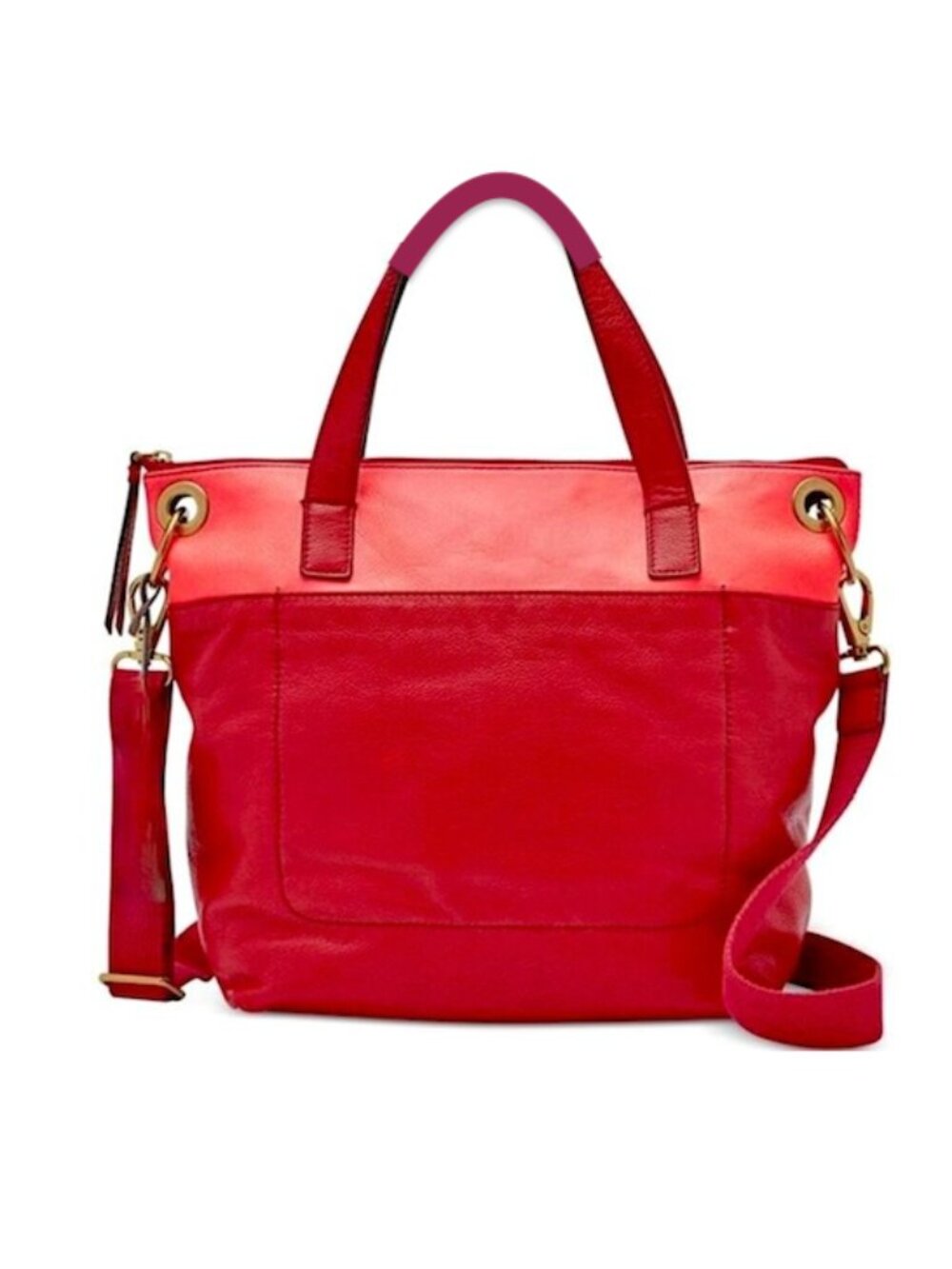 Fossil Leather Keely Tote Red Multi Crossbody Shoulder Bag